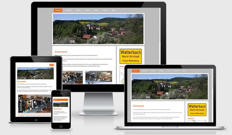 Internetseite der kleinen Ortschaft Watterbach (Markt Kirchzell,
 Landkreis Miltenberg)